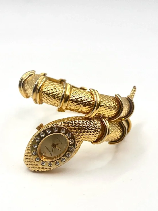 Xanadu Womens Gold Snake Serpentine Wrap Bracelet Watch with Crystal Accents - Picture 3 of 7